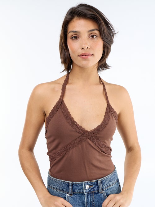 Haltertop met kant - Kiabi