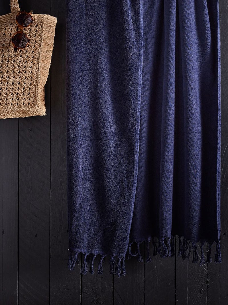 Hamamdoek met één zijde van badstof BLAUW - Kiabi
