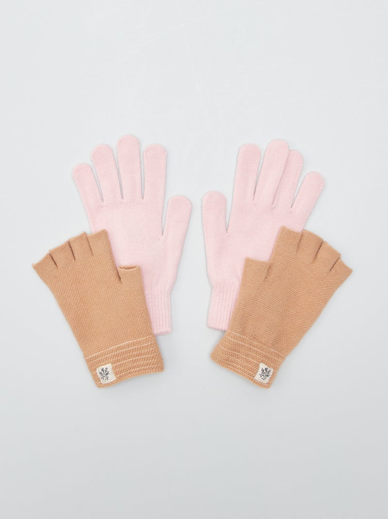Handschoenen en vingerloze handschoenen - 2-delig BRUIN - Kiabi