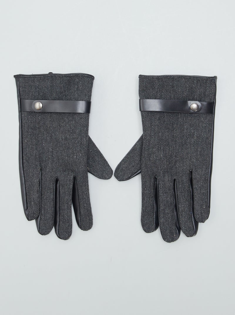 Handschoenen van twee materialen met fleecevoering ZWART - Kiabi