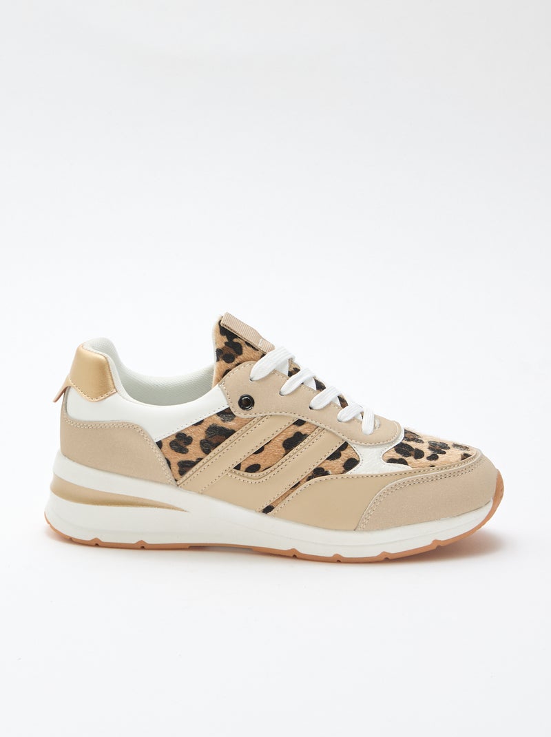 Hardloopschoenen met luipaardprint Kaki - Kiabi