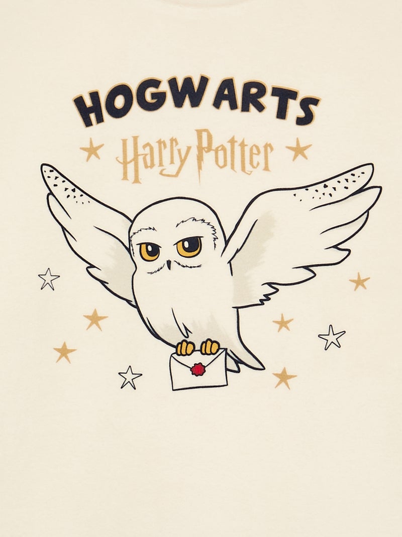 "Harry Potter"-pyjama 2-delig van fleece - T-shirt met lange mouwen + broek Ecru - Kiabi