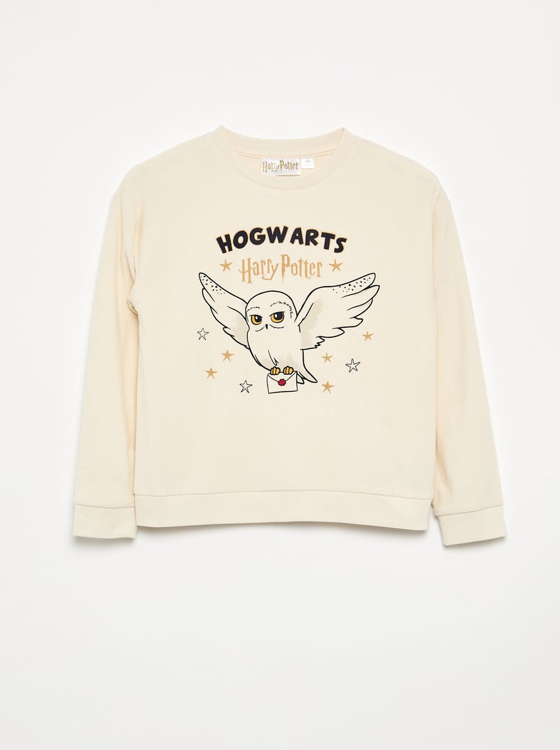 "Harry Potter"-pyjama 2-delig van fleece - T-shirt met lange mouwen + broek Ecru - Kiabi