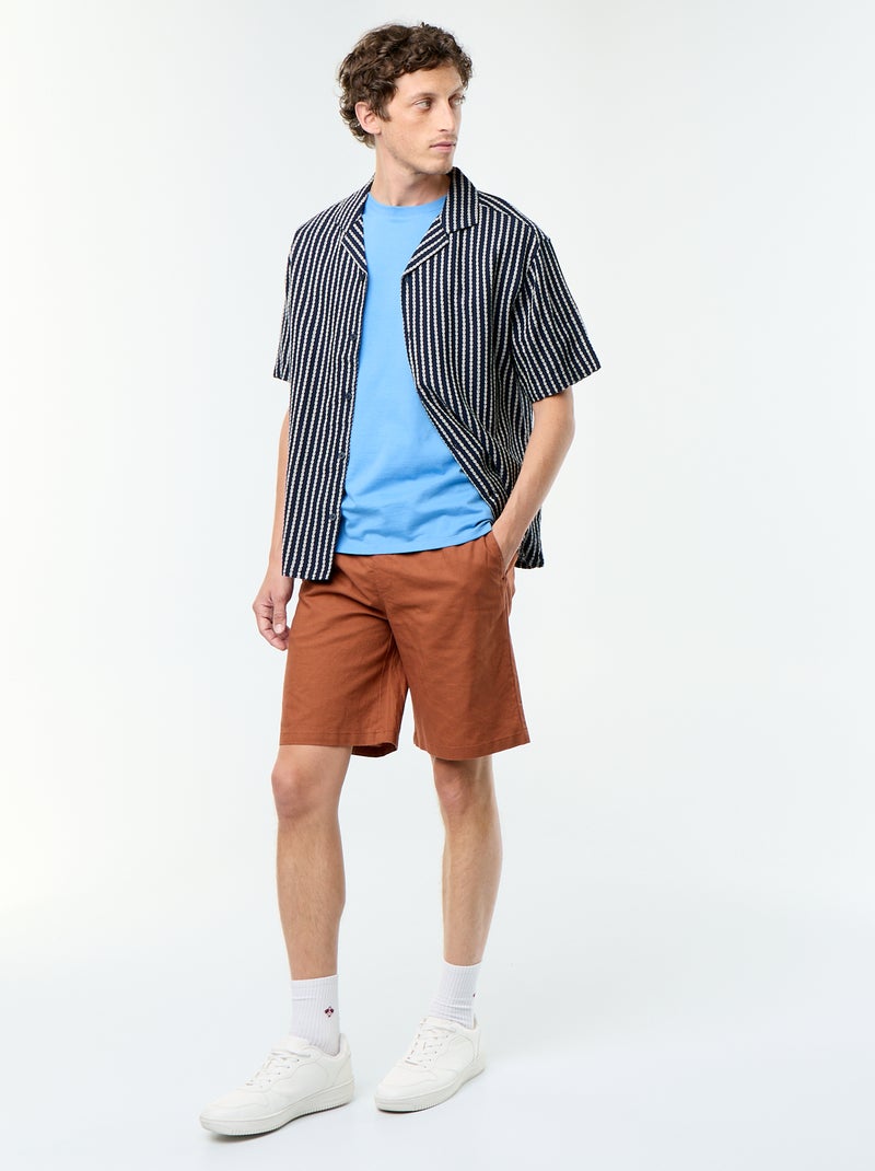 Hemd met korte mouwen van fantasiestof Blauw - Kiabi