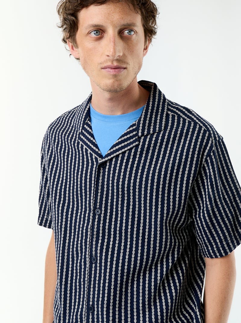 Hemd met korte mouwen van fantasiestof Blauw - Kiabi