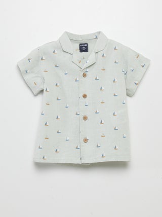 Hemd van linnenmix met print