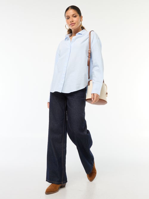 Hemdje van Oxford-katoen met lange mouw - Kiabi