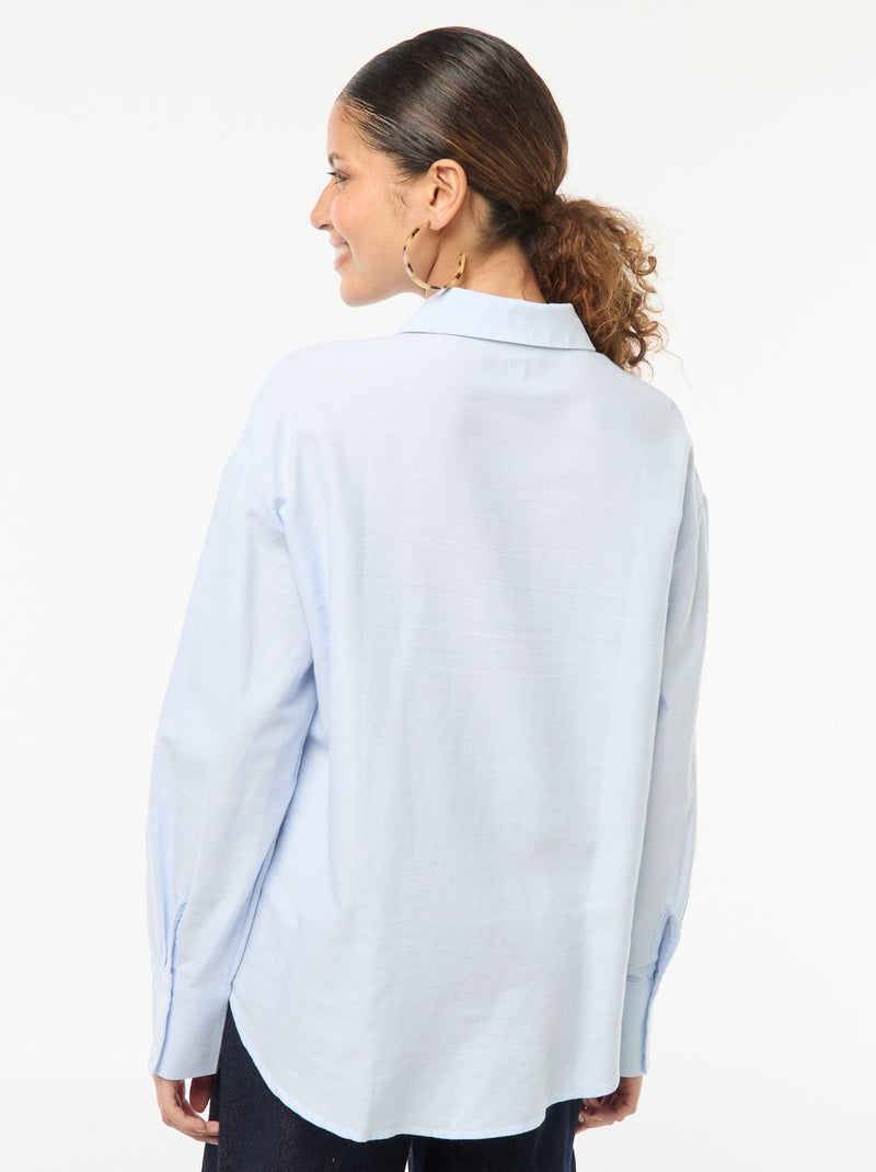 Hemdje van Oxford-katoen met lange mouw Blauw - Kiabi