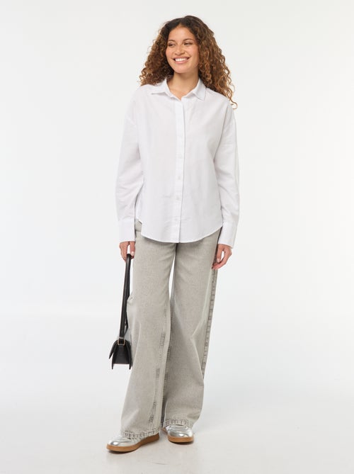 Hemdje van Oxford-katoen met lange mouw - Kiabi