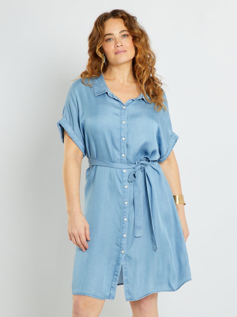 Hemdjurk van lyocell BLAUW - Kiabi