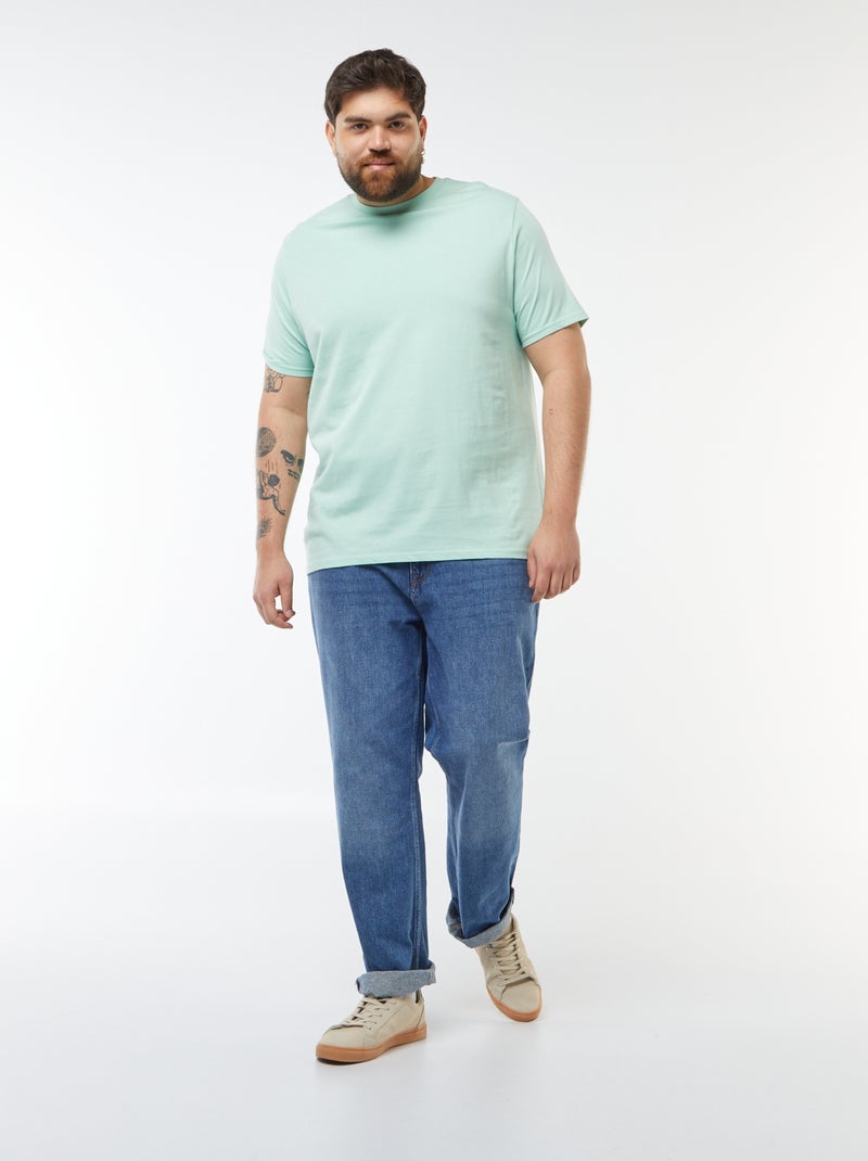 Heren-T-shirt van katoen met ronde hals Groen - Kiabi