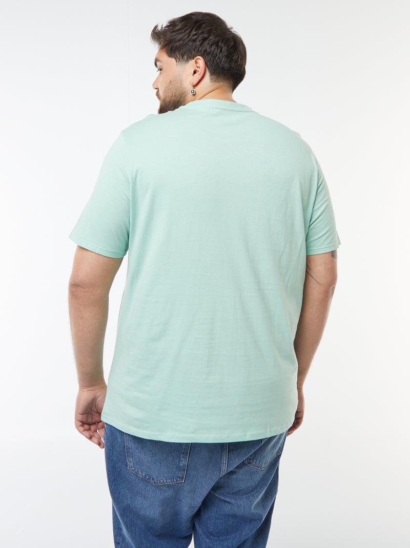 Heren-T-shirt van katoen met ronde hals Groen - Kiabi
