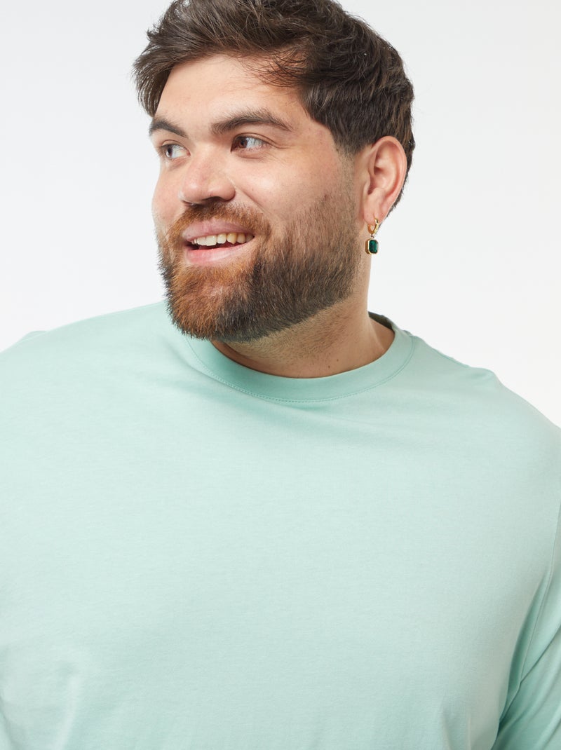 Heren-T-shirt van katoen met ronde hals Groen - Kiabi