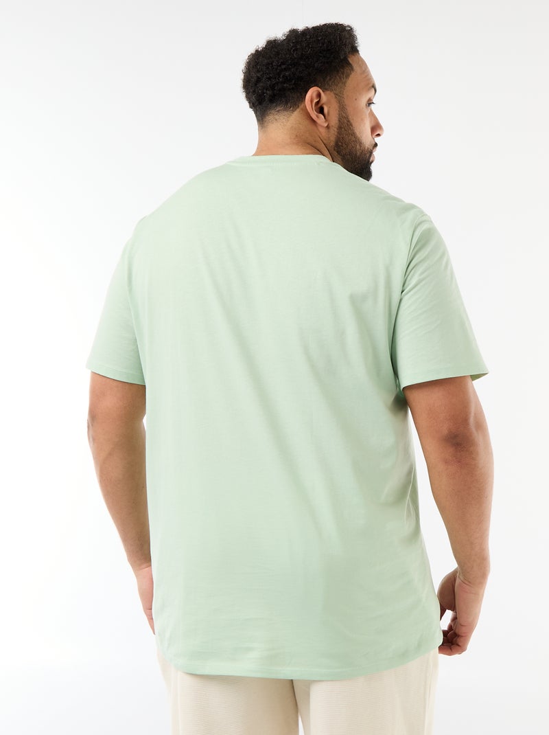 Heren-T-shirt van katoen met ronde hals Groen - Kiabi