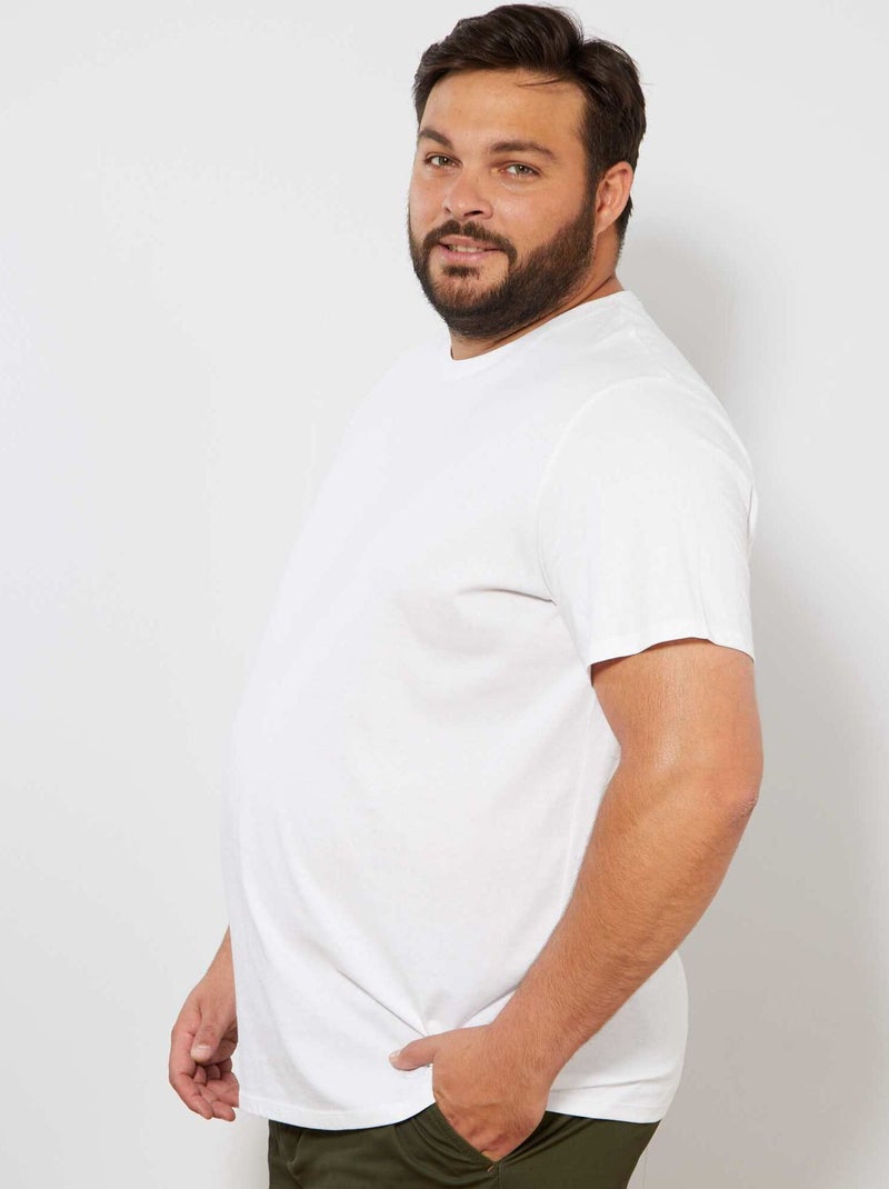 Heren-T-shirt van katoen met ronde hals wit - Kiabi