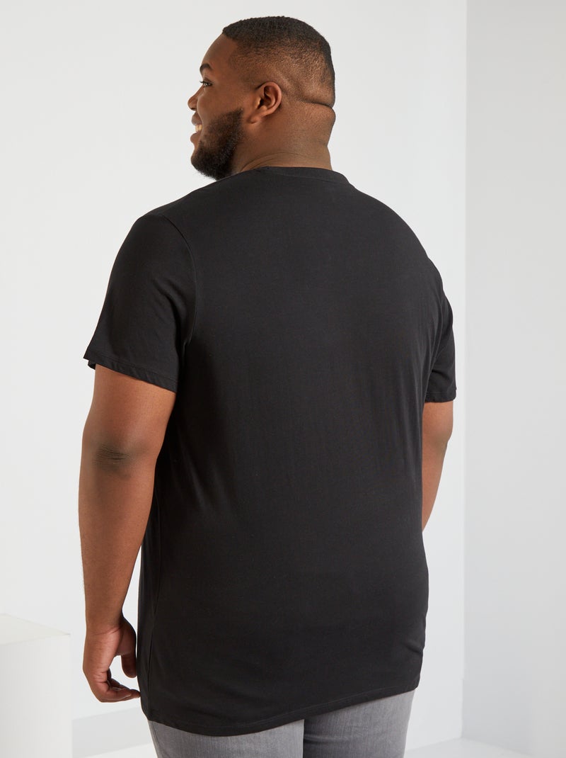 Heren-T-shirt van katoen met ronde hals zwart - Kiabi