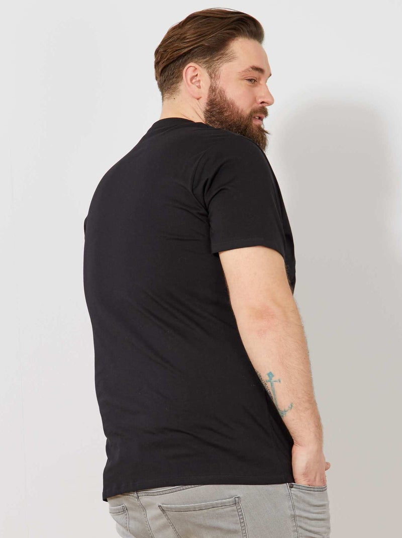 Heren-T-shirt van katoen met ronde hals zwart - Kiabi
