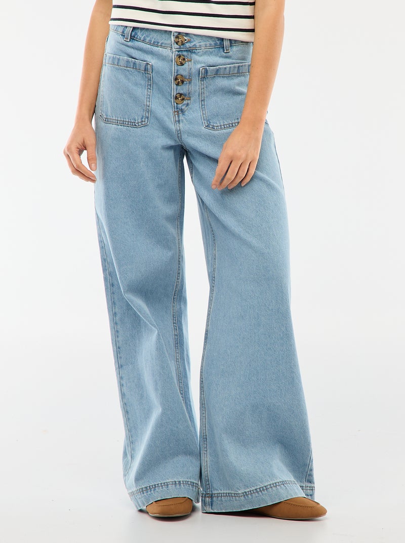 High waist jeans met knopen Blauw - Kiabi