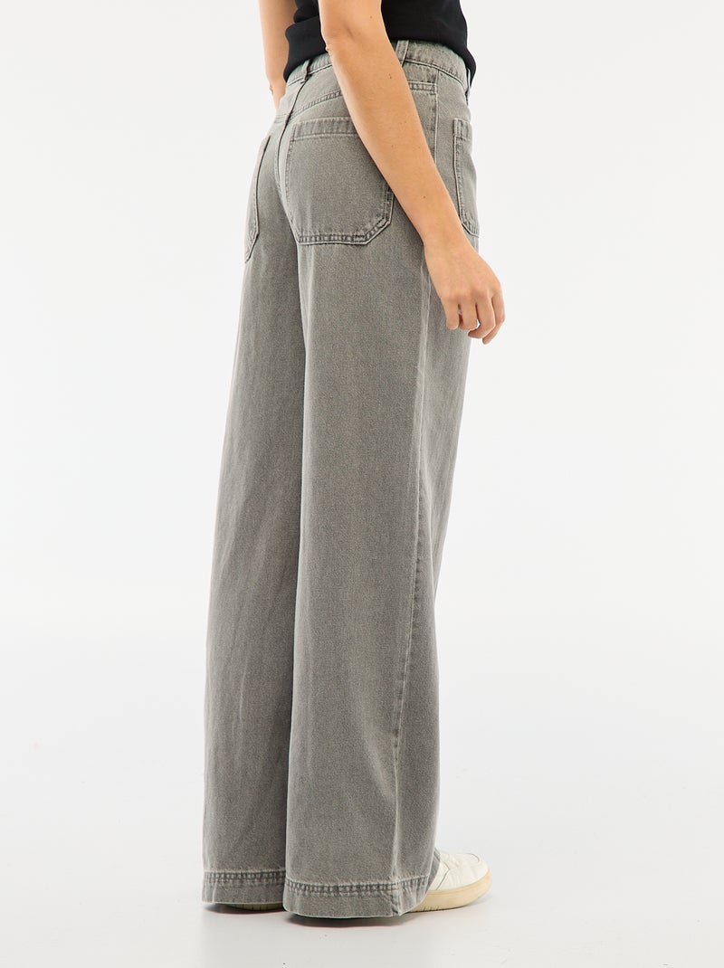 High waist jeans met knopen Grijs - Kiabi