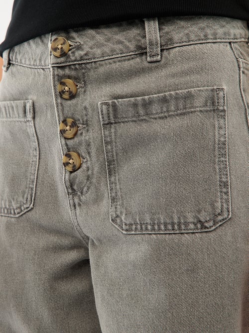 High waist jeans met knopen - Kiabi