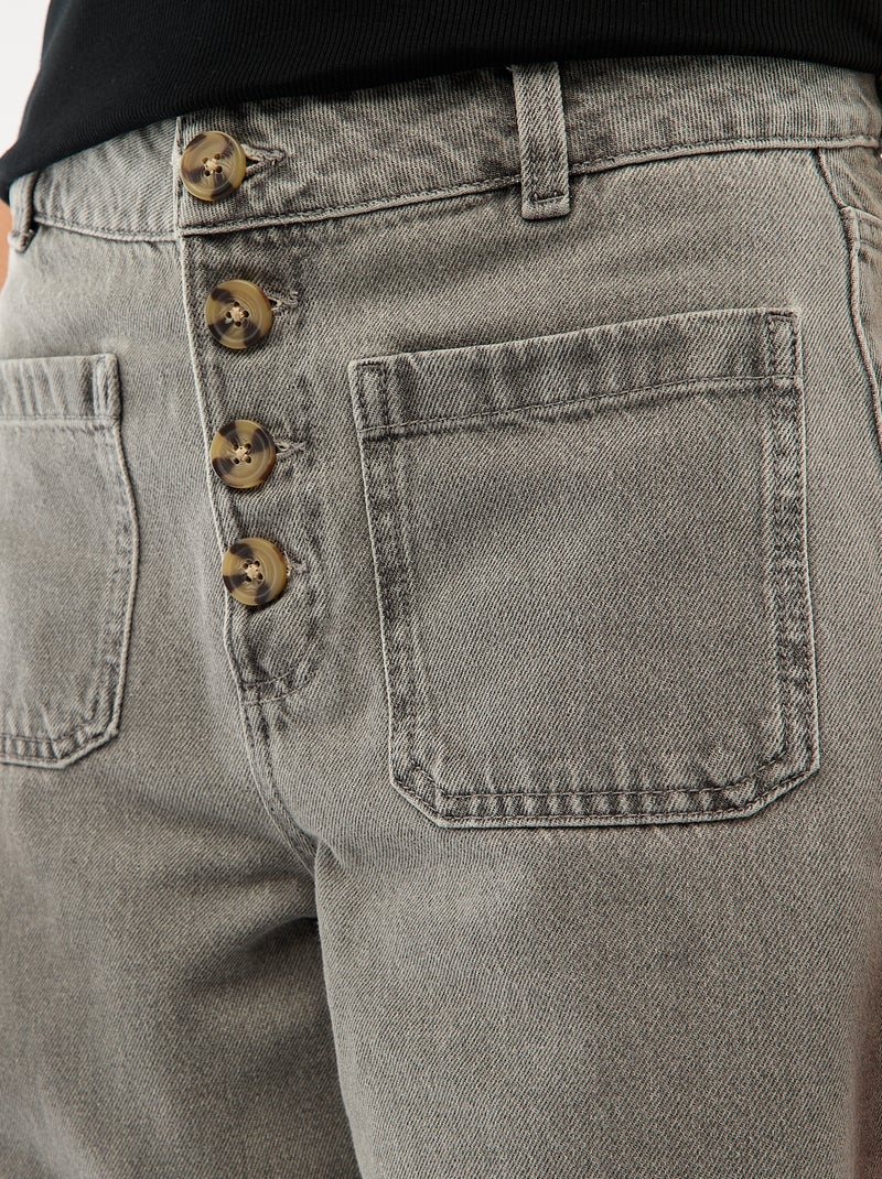 High waist jeans met knopen Grijs - Kiabi