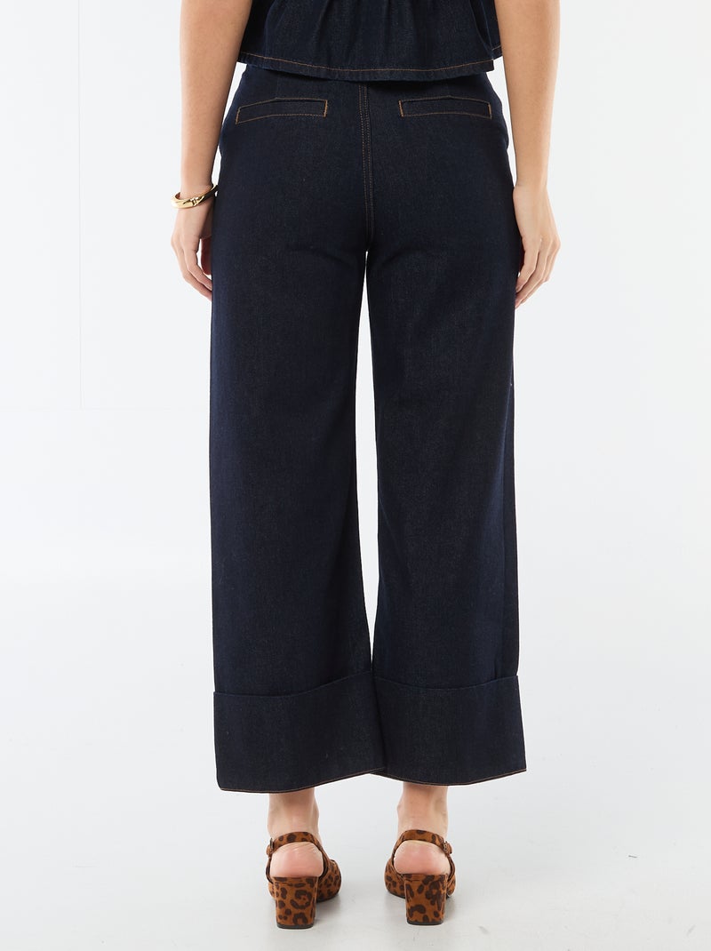 High waist jeans met omslag onderaan Blauw - Kiabi