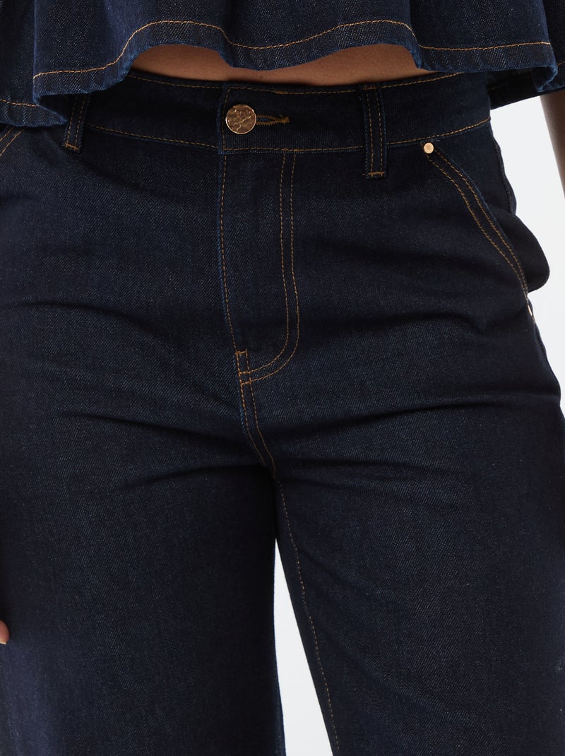 High waist jeans met omslag onderaan Blauw - Kiabi