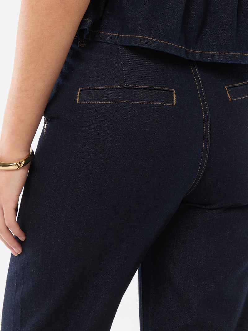 High waist jeans met omslag onderaan Blauw - Kiabi