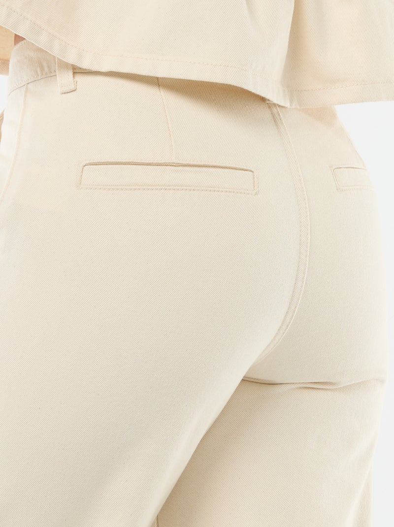 High waist jeans met omslag onderaan Wit - Kiabi