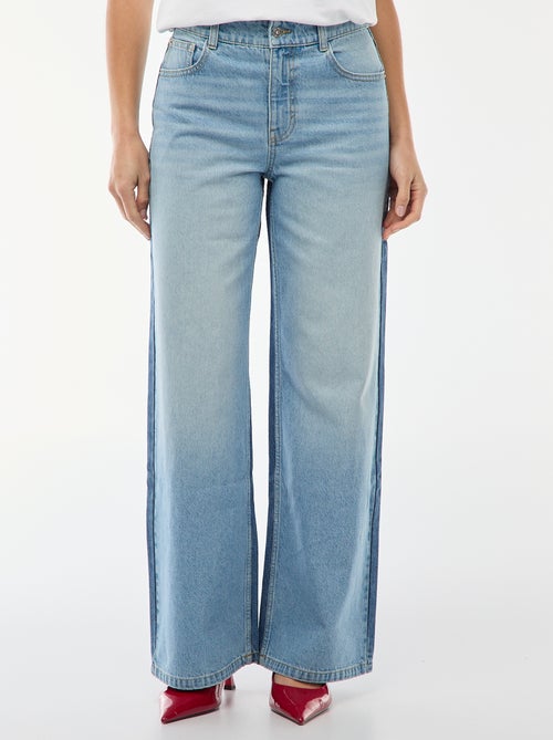 High waist jeans met wijde pijpen / wide leg + 2 kleuren jeans - Kiabi