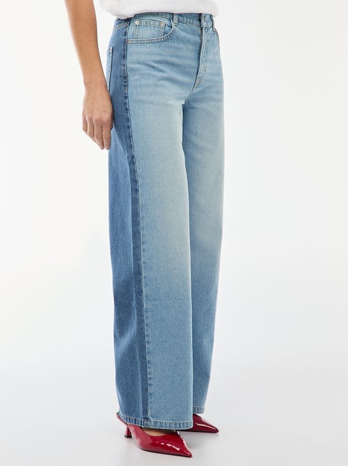 High waist jeans met wijde pijpen / wide leg + 2 kleuren jeans - Kiabi