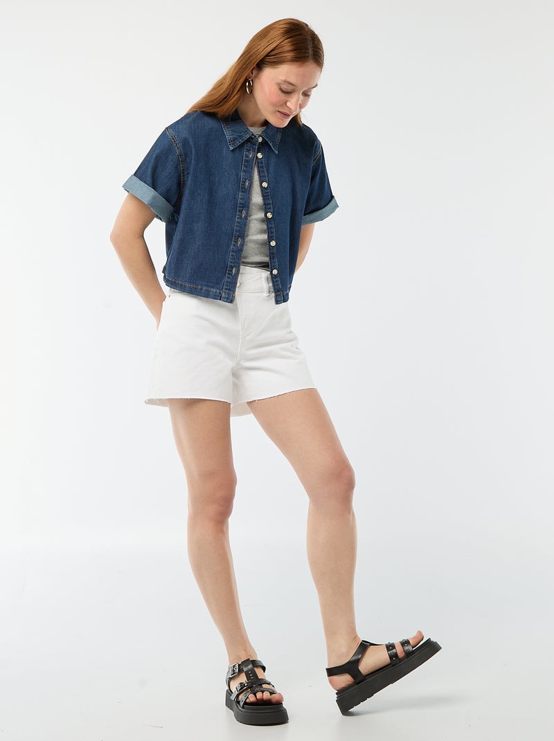 High waist jeansshort Wit - Kiabi