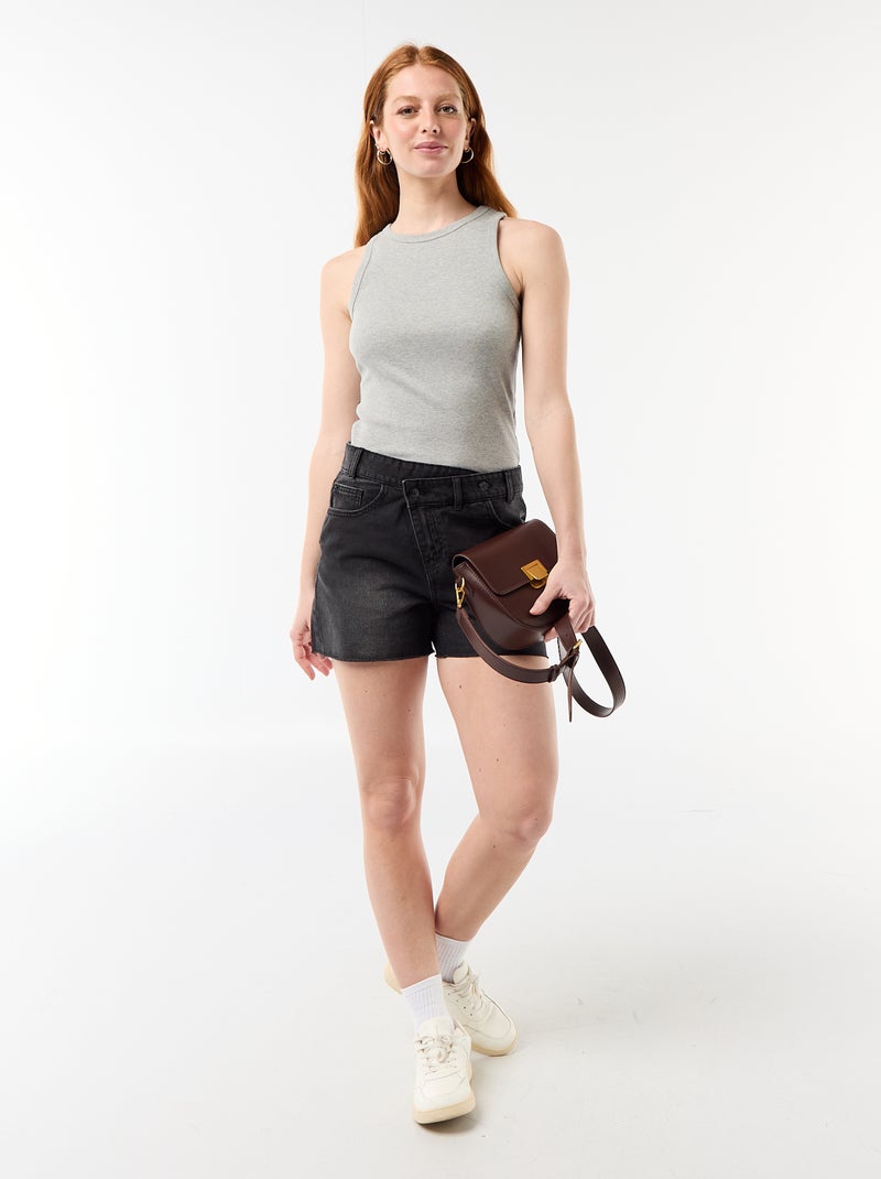 High waist jeansshort Zwart - Kiabi