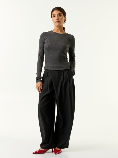 Highwaistbroek met wijd barrelmodel - Kiabi