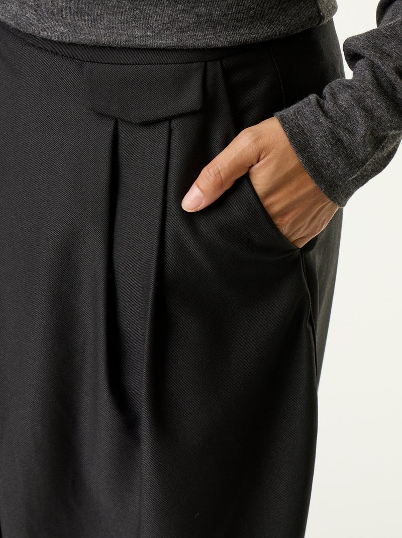 Highwaistbroek met wijd barrelmodel Zwart - Kiabi