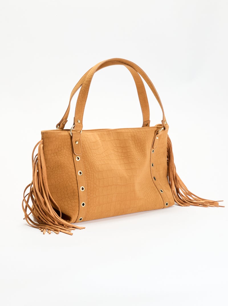Hobo tas met franjes Biege - Kiabi