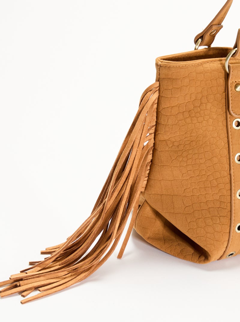 Hobo tas met franjes Biege - Kiabi
