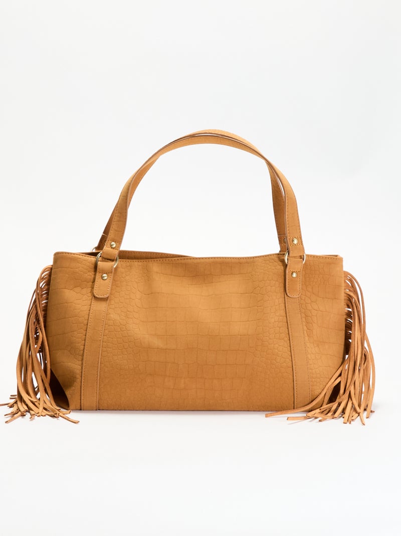 Hobo tas met franjes Biege - Kiabi