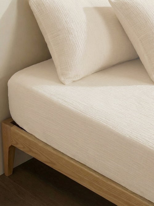 Hoeslaken 1 persoon (90x190 cm) van dubbel katoengaas - Kiabi Home - Kiabi