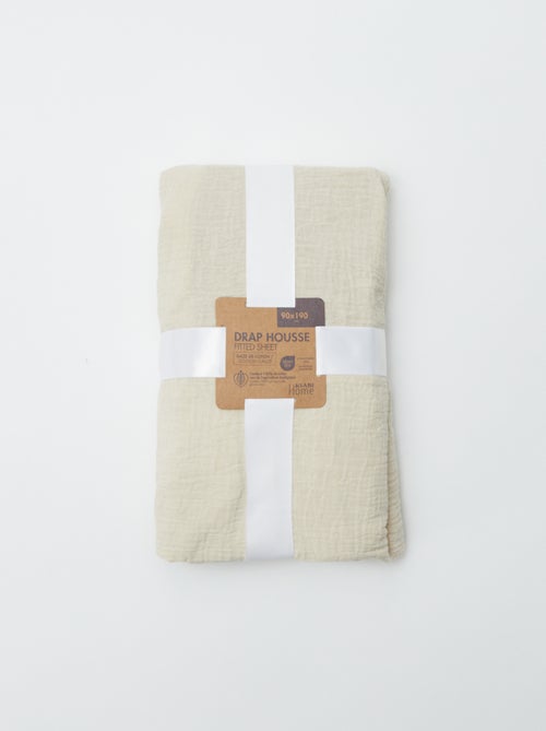 Hoeslaken 1 persoon (90x190 cm) van dubbel katoengaas - Kiabi Home - Kiabi