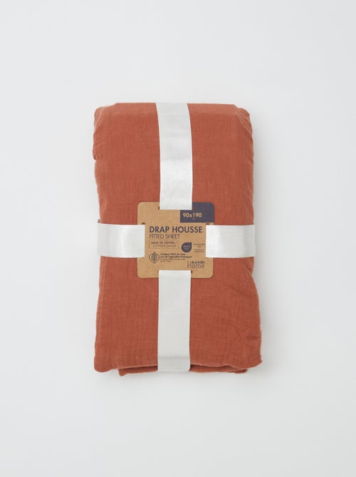 Hoeslaken 1 persoon (90x190 cm) van dubbel katoengaas - Kiabi Home - Kiabi