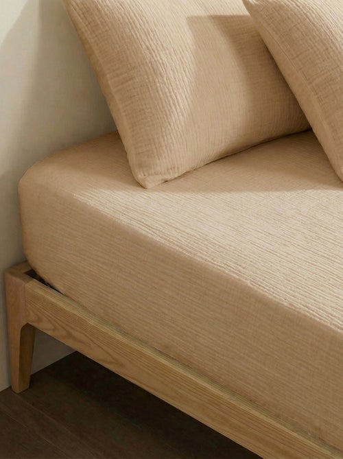 Hoeslaken 1 persoon (90x190 cm) van katoenen double gauze - Kiabi Home - Kiabi