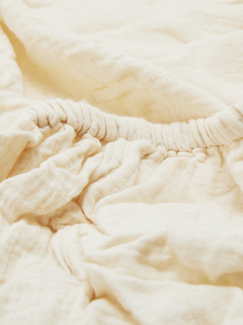 Hoeslaken 1 persoon (90x190 cm) van katoenen double gauze - Kiabi Home BIEGE - Kiabi