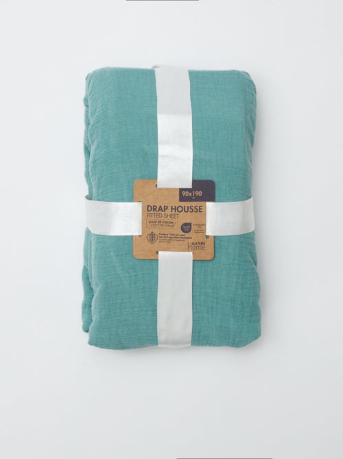 Hoeslaken 1 persoon (90x190 cm) van katoenen double gauze - Kiabi Home - Kiabi