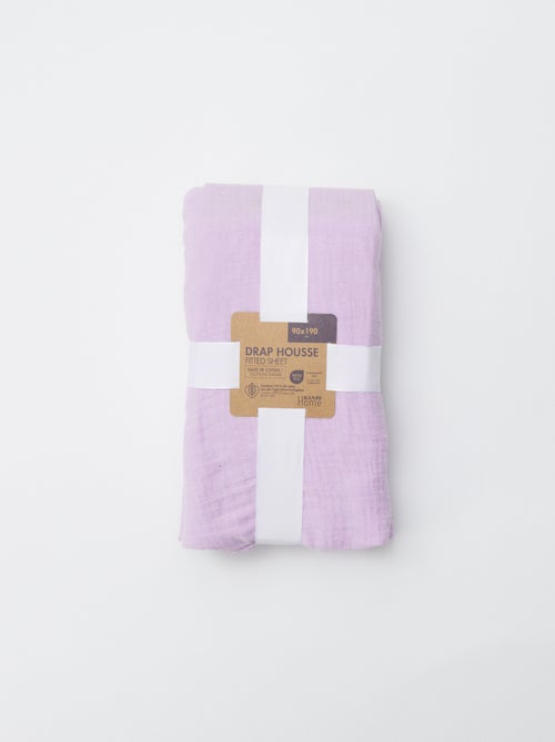 Hoeslaken 1 persoon (90x190 cm) van katoenen double gauze - Kiabi Home - Kiabi