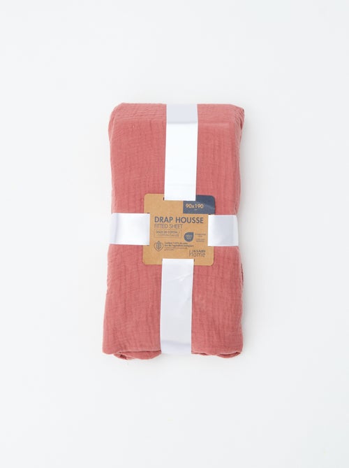 Hoeslaken 1 persoon (90x190 cm) van katoenen double gauze - Kiabi Home - Kiabi