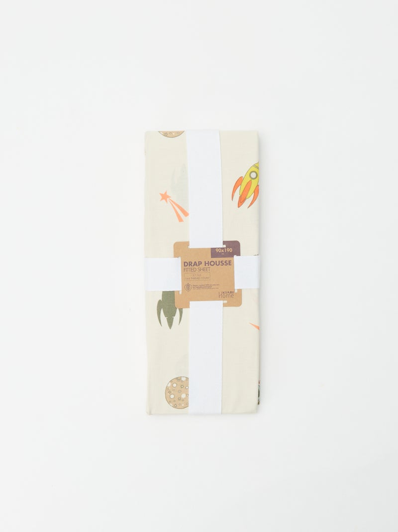 Hoeslaken 1 persoon (90x190) van katoen - Kiabi Home Biege - Kiabi