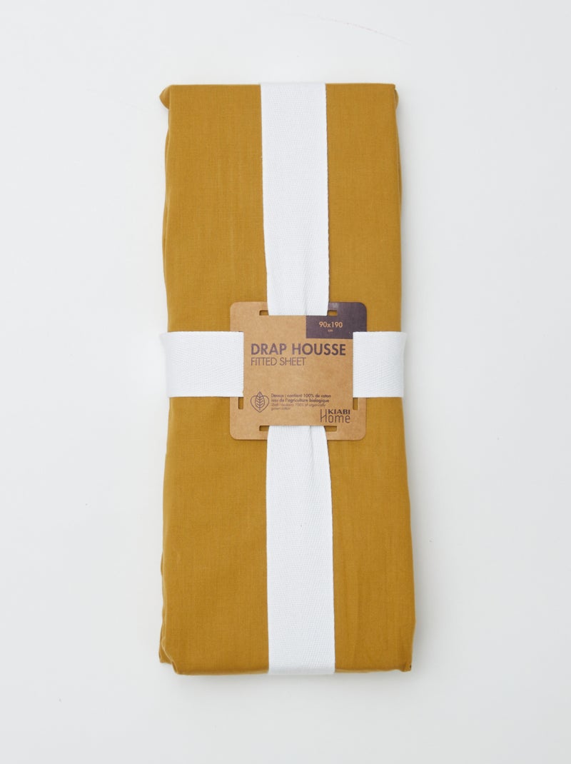 Hoeslaken 1 persoon (90x190) van katoen - Kiabi Home GEEL - Kiabi