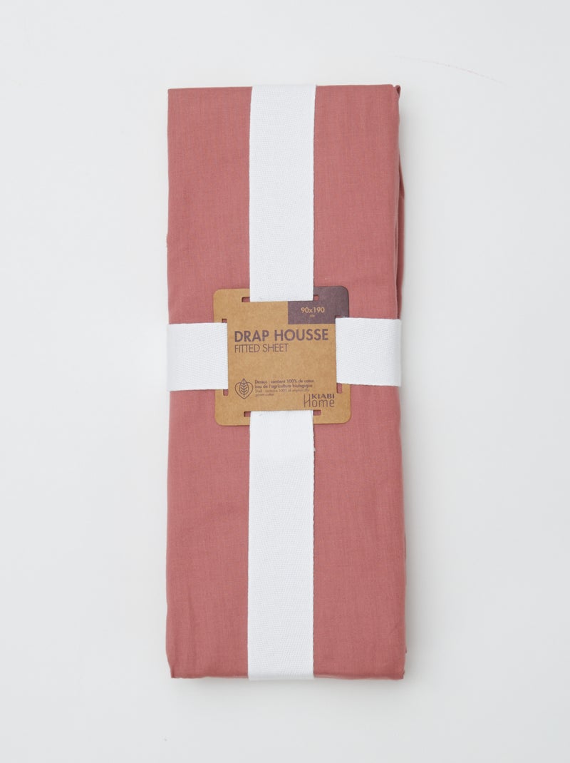 Hoeslaken 1 persoon (90x190) van katoen - Kiabi Home ROSE - Kiabi