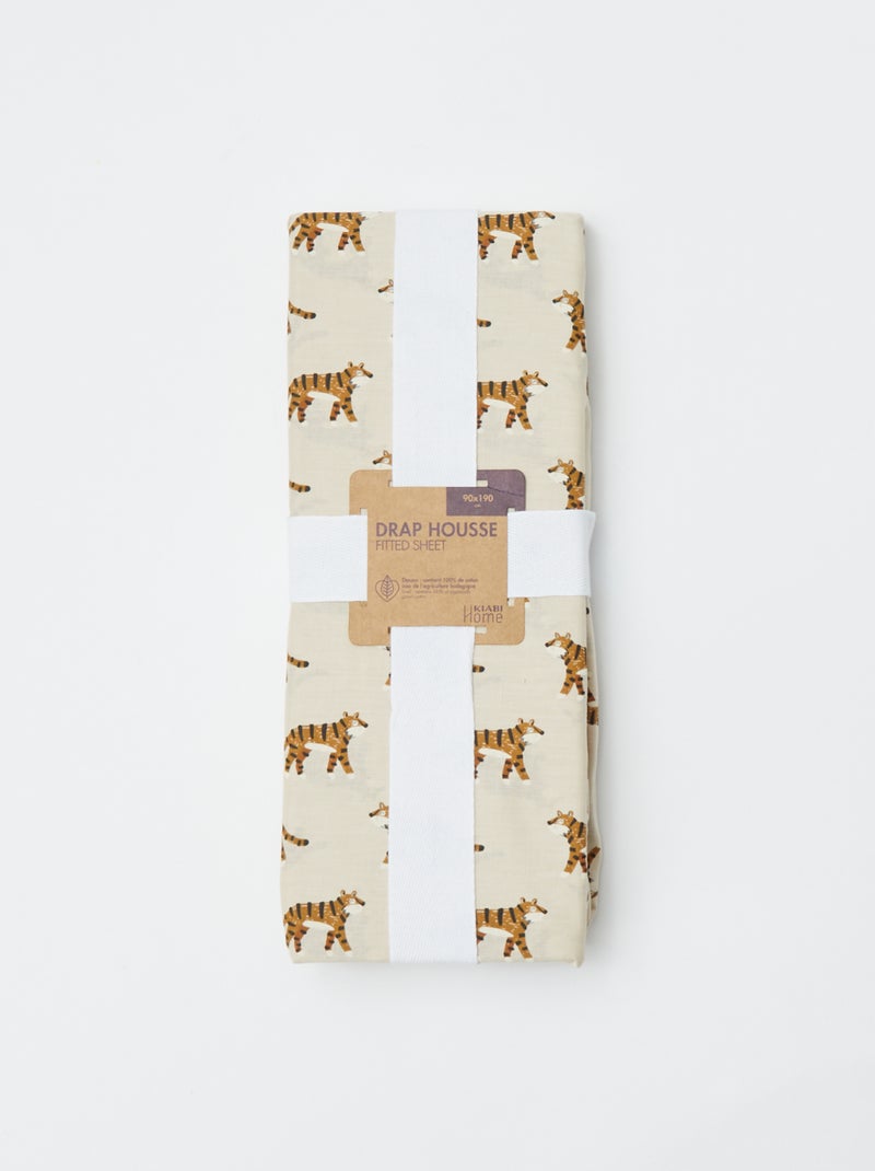 Hoeslaken 1 persoon (90x190) van katoen - Kiabi Home WIT - Kiabi